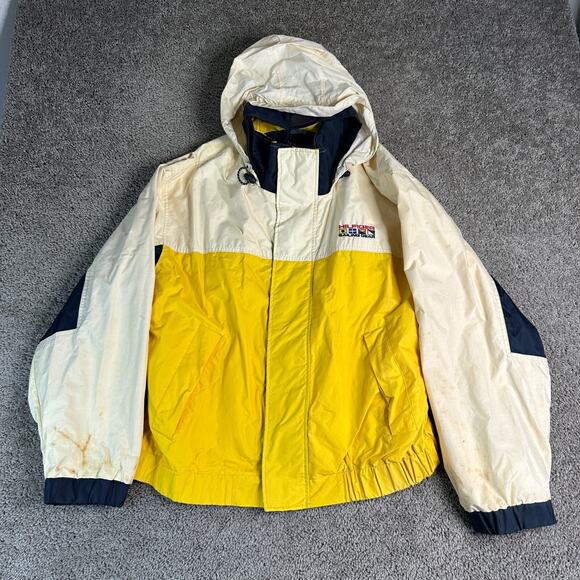 VINTAGE Tommy Hilfiger Sailing Gear Jacket Mens Extra Large Yellow White 90s - Picture 1 of 13